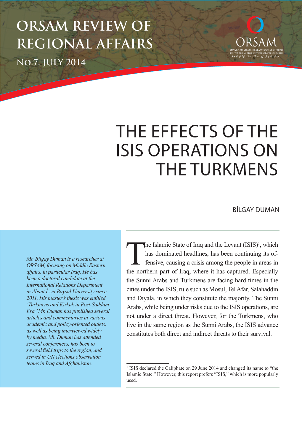 The Effects of the Isis Operations on the Turkmens
