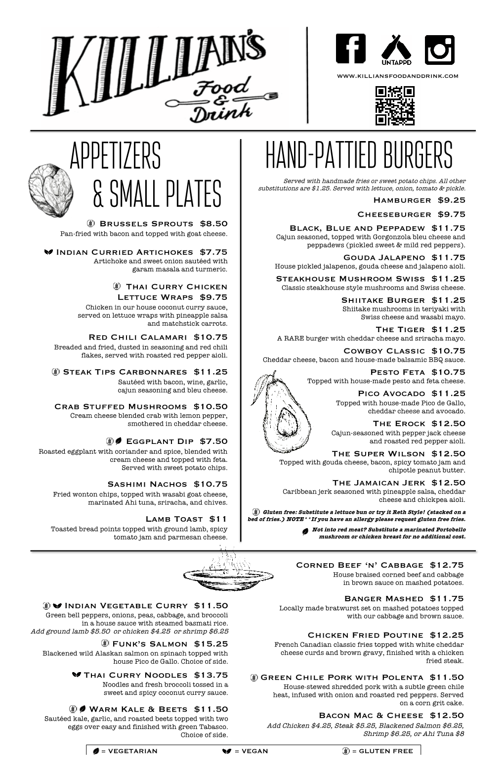Appetizers & Small Plates Hand-Pattied Burgers