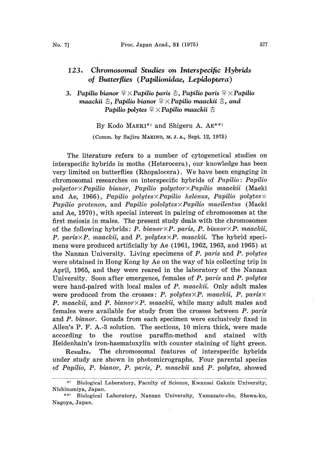 123. Chromosomal Studies on Interspeci Ftic Hybrids Of