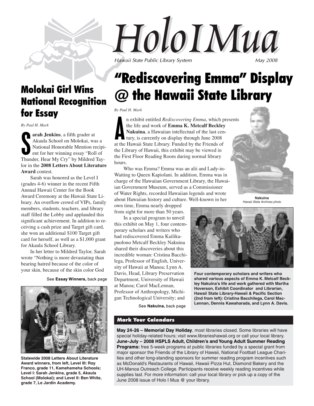 “Rediscovering Emma” Display @ the Hawaii State Library