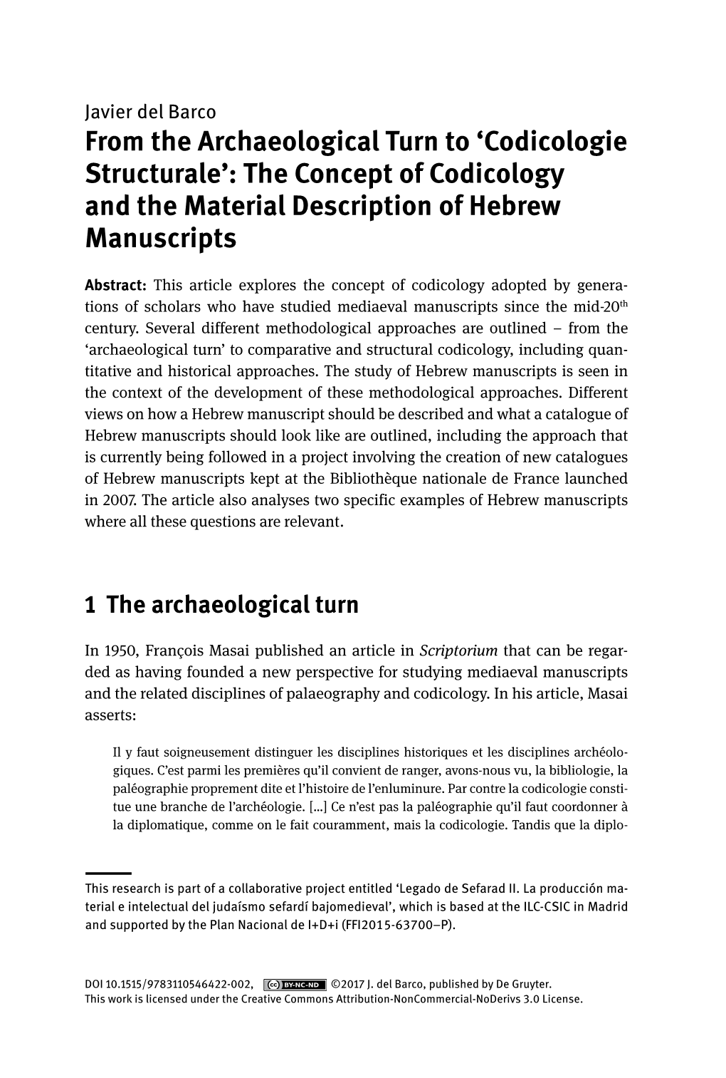 From the Archaeological Turn to 'Codicologie Structurale': the Concept of Codicology and the Material Description of Hebrew