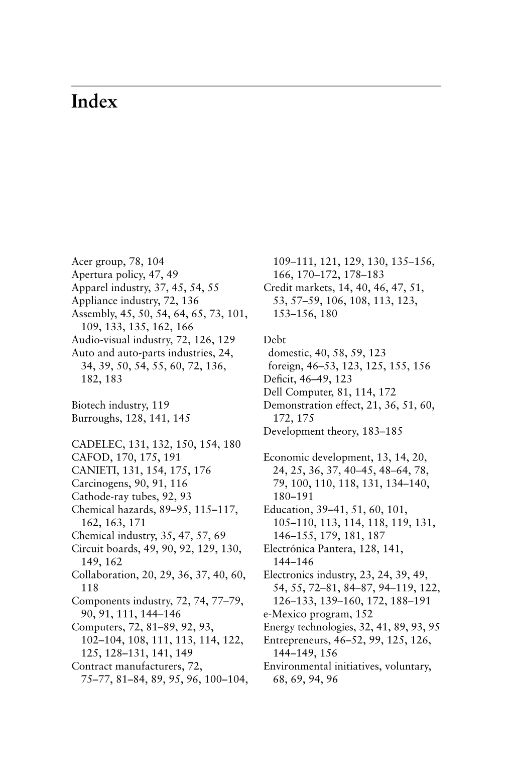 The Enclave Economy: Index