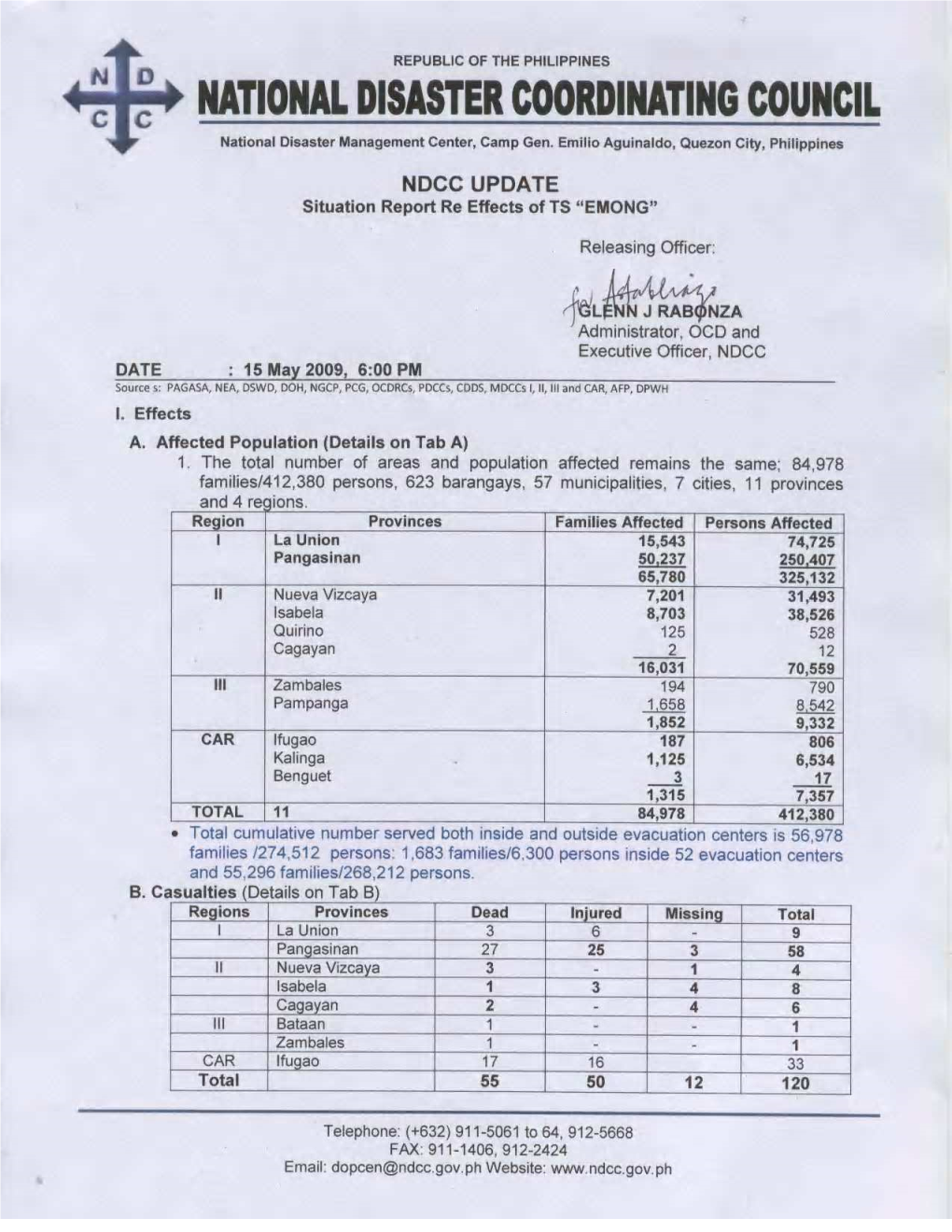 NDCC UPDATE Sitrep TS Emong 15May 6 00PM.Mdi