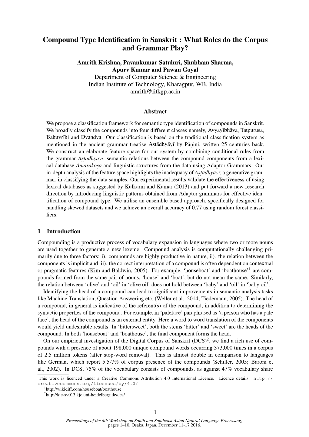 Compound Type Identification in Sanskrit: What Roles Do the Corpus