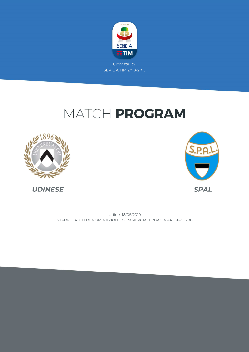 Udinese-SPAL – Match Program
