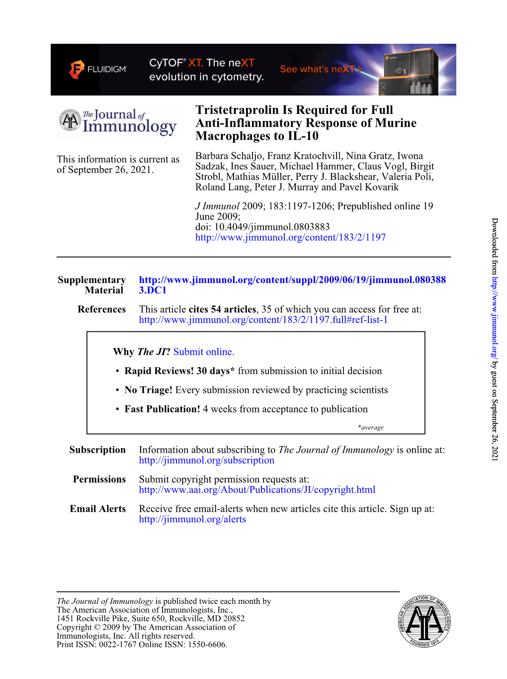 Macrophages to IL-10 Anti-Inflammatory Response Of