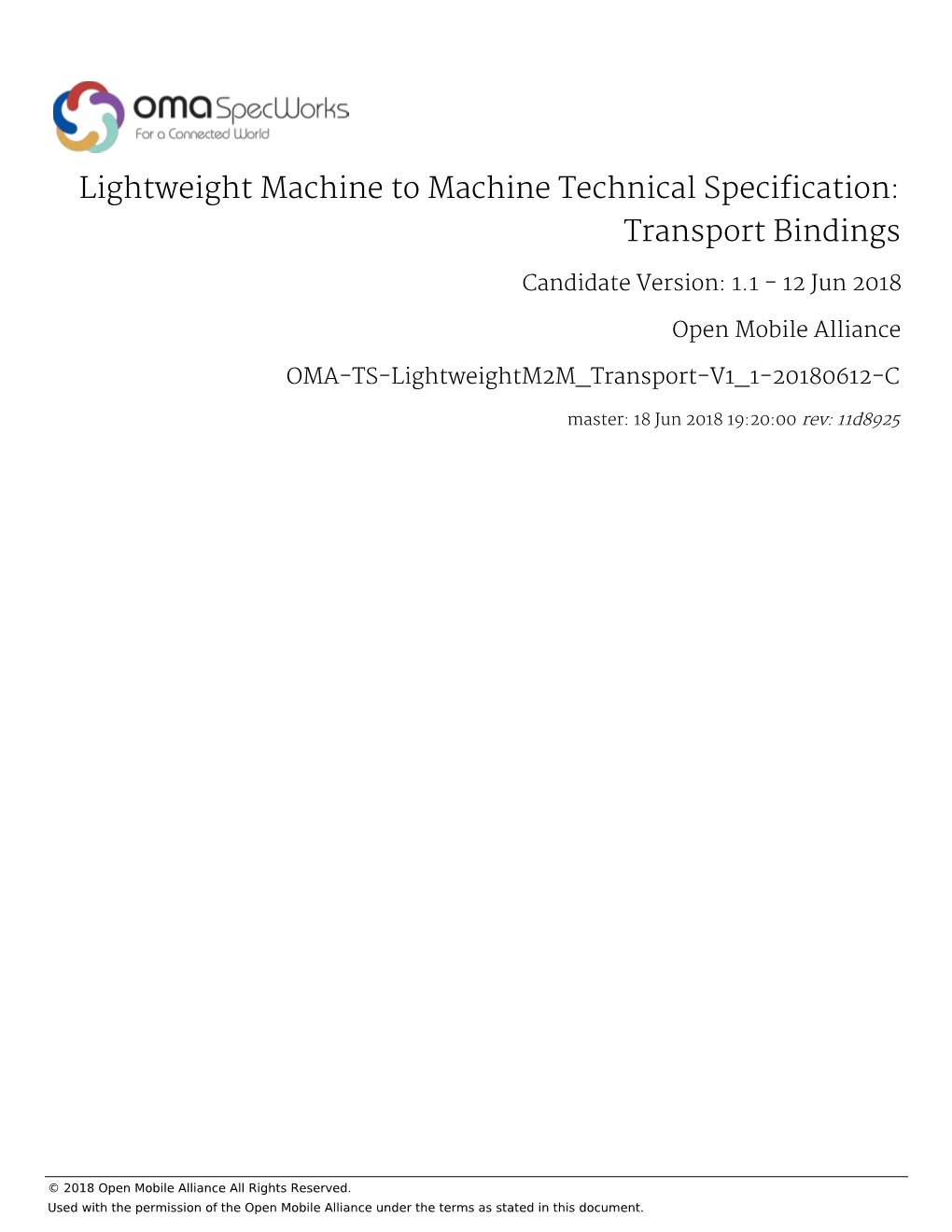 Lightweight Machine to Machine Technical Specification: Transport Bindings