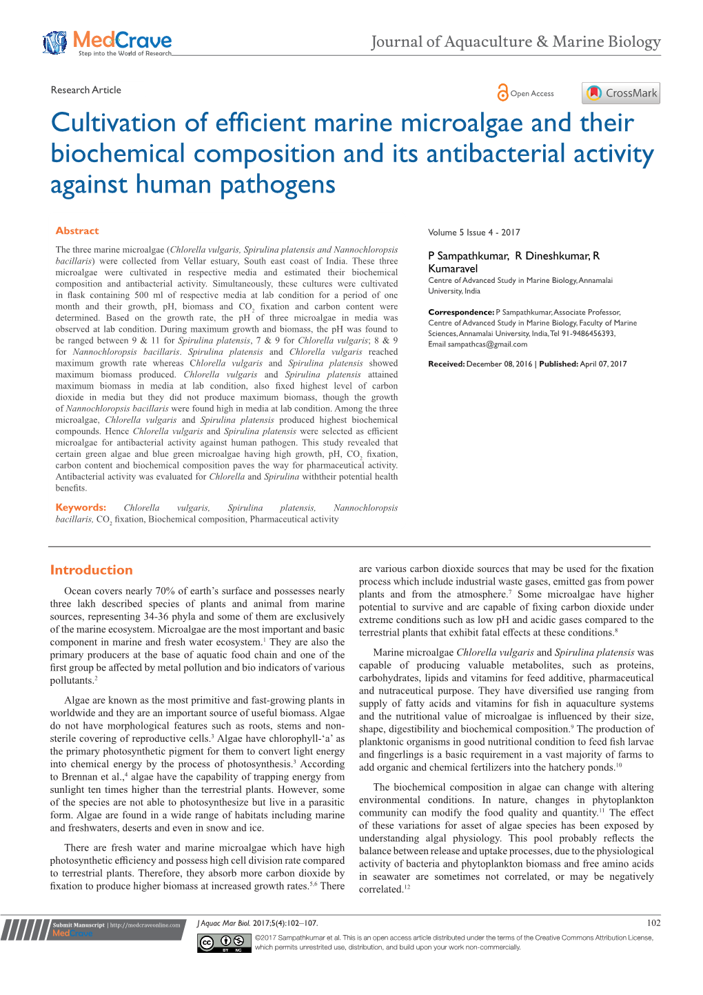 Cultivation of Efficient Marine Microalgae and Their Biochemical Composition and Its Antibacterial Activity Against Human Pathogens