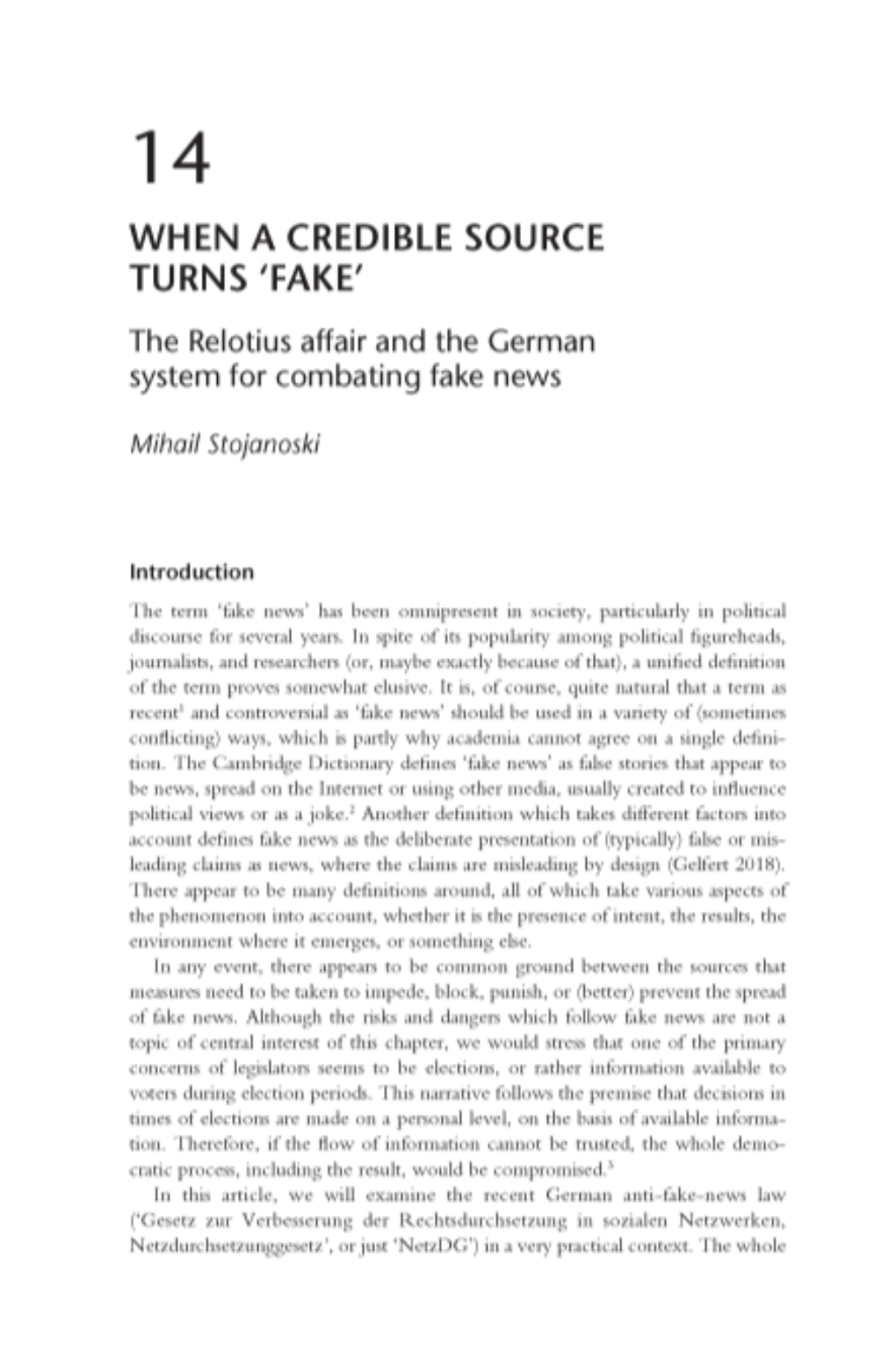 When a Credible Source Turns 'Fake': the Relotius Affair and the German System for Combating Fake News