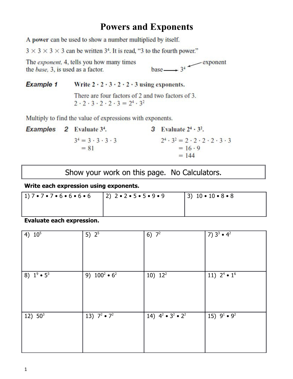 Write Each Expression Using Exponents