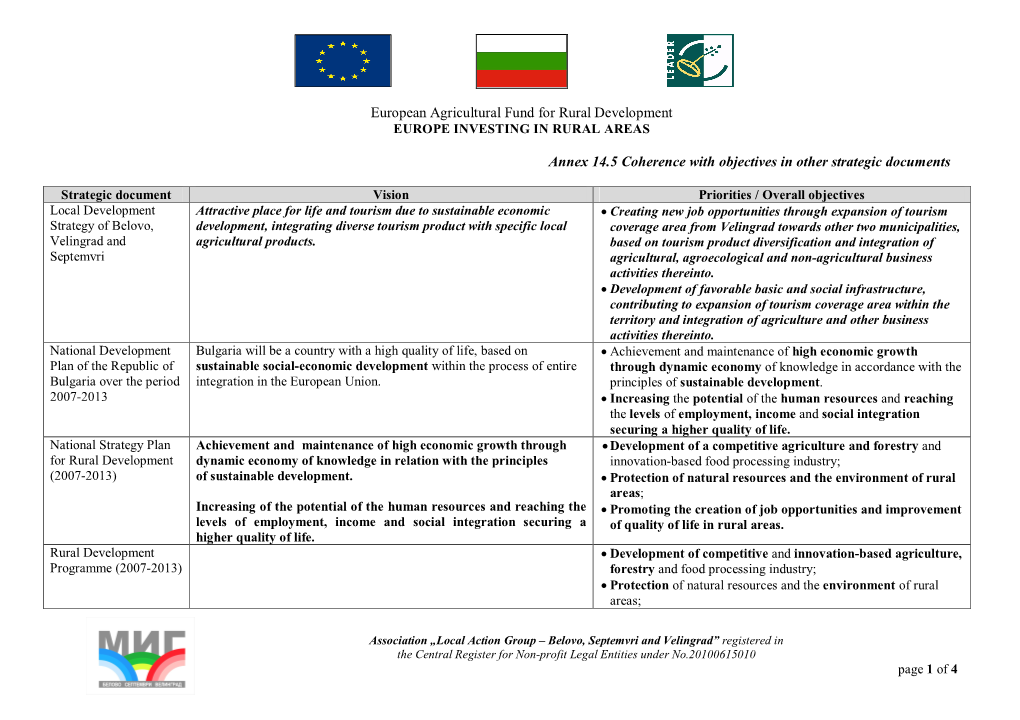 European Agricultural Fund for Rural Development Annex 14.5