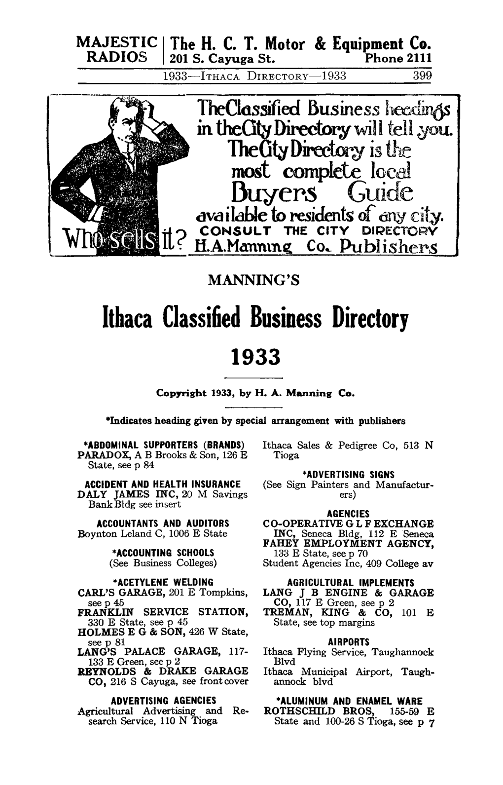 Ithaca Classified Business Directory 1933
