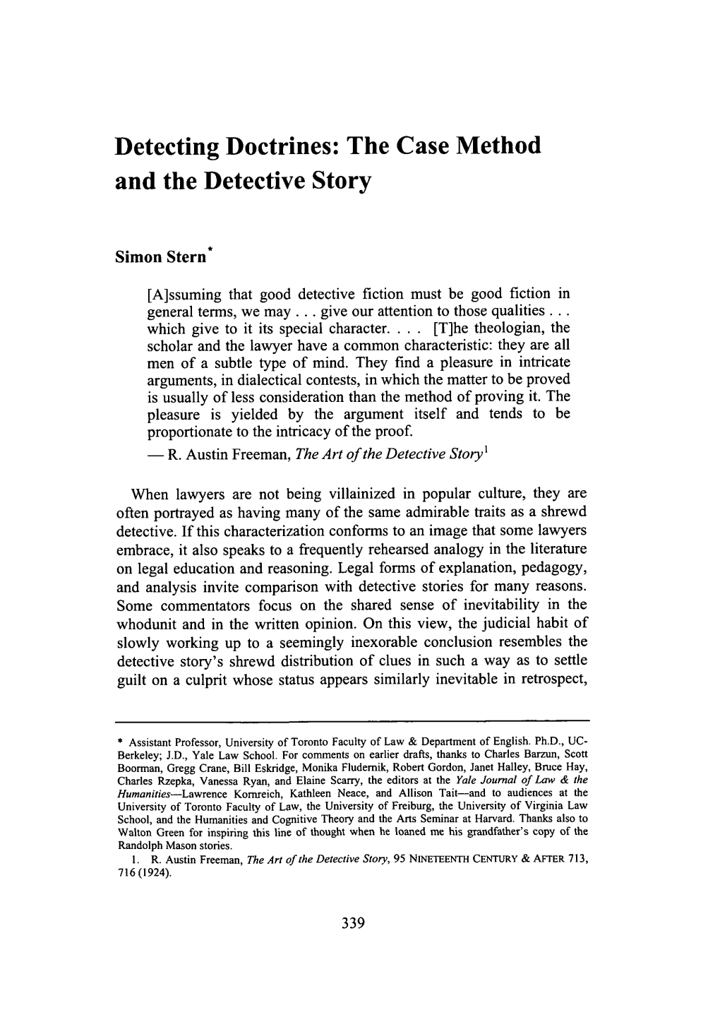 The Case Method and the Detective Story