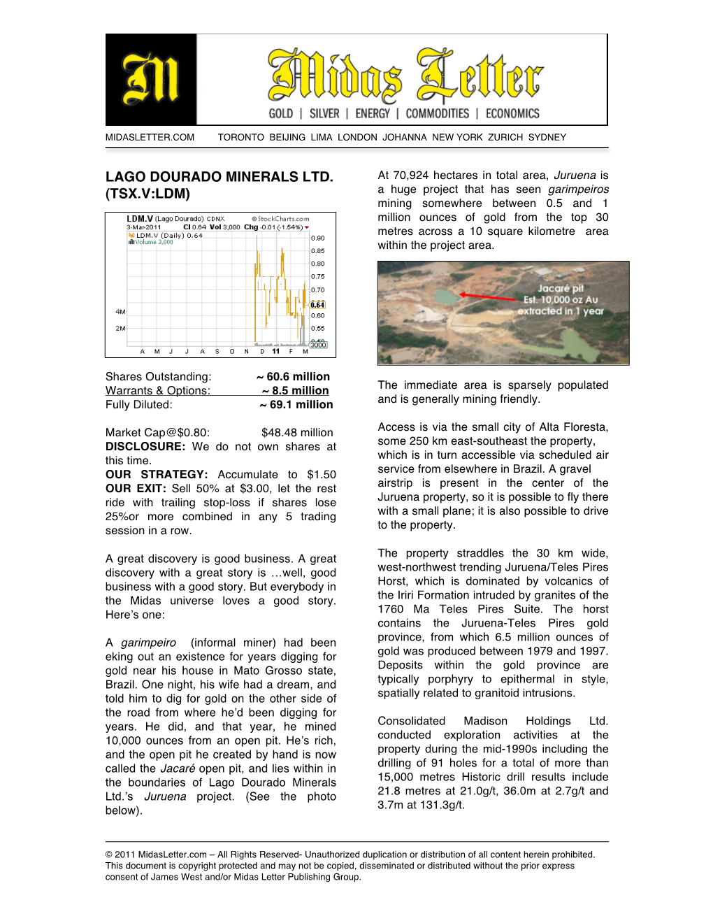 Lago Dourado Minerals Ltd. (Tsx.V:Ldm)