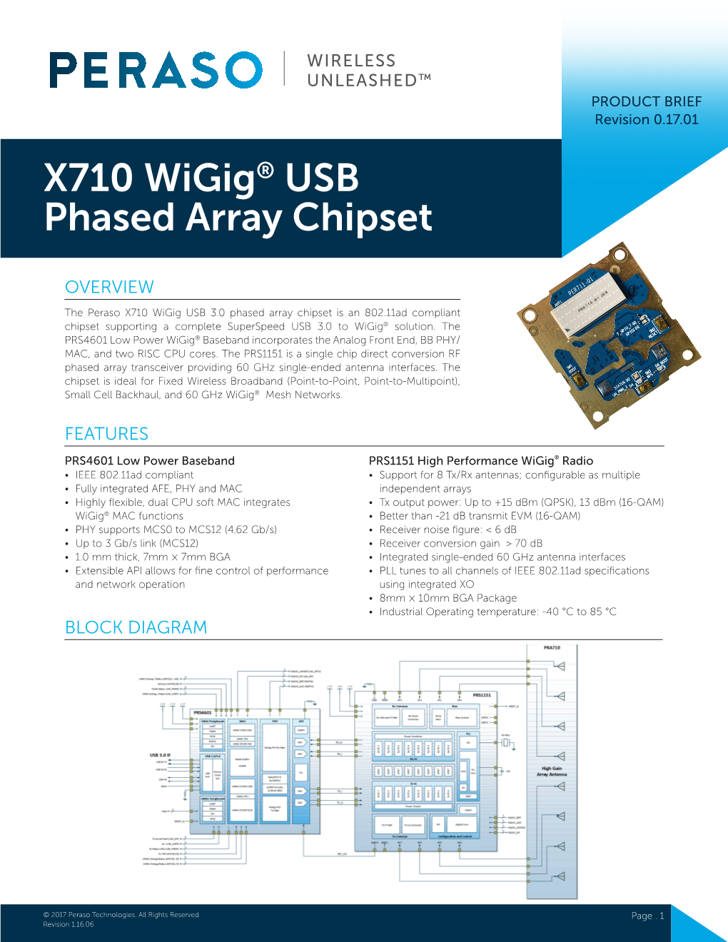 X710 Wigig® USB Phased Array Chipset