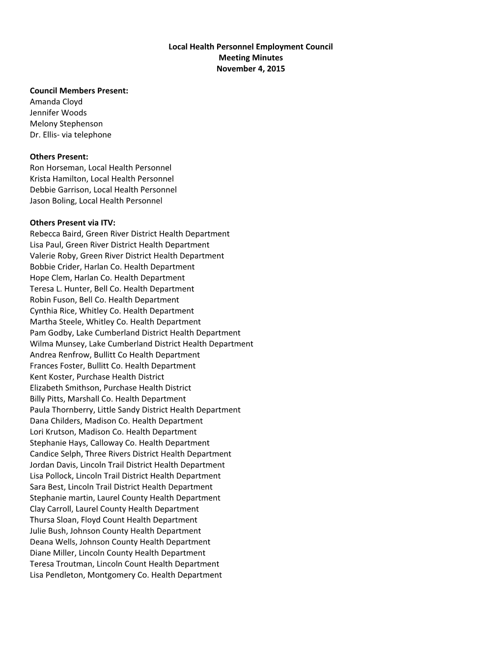 Local Health Personnel Employment Council