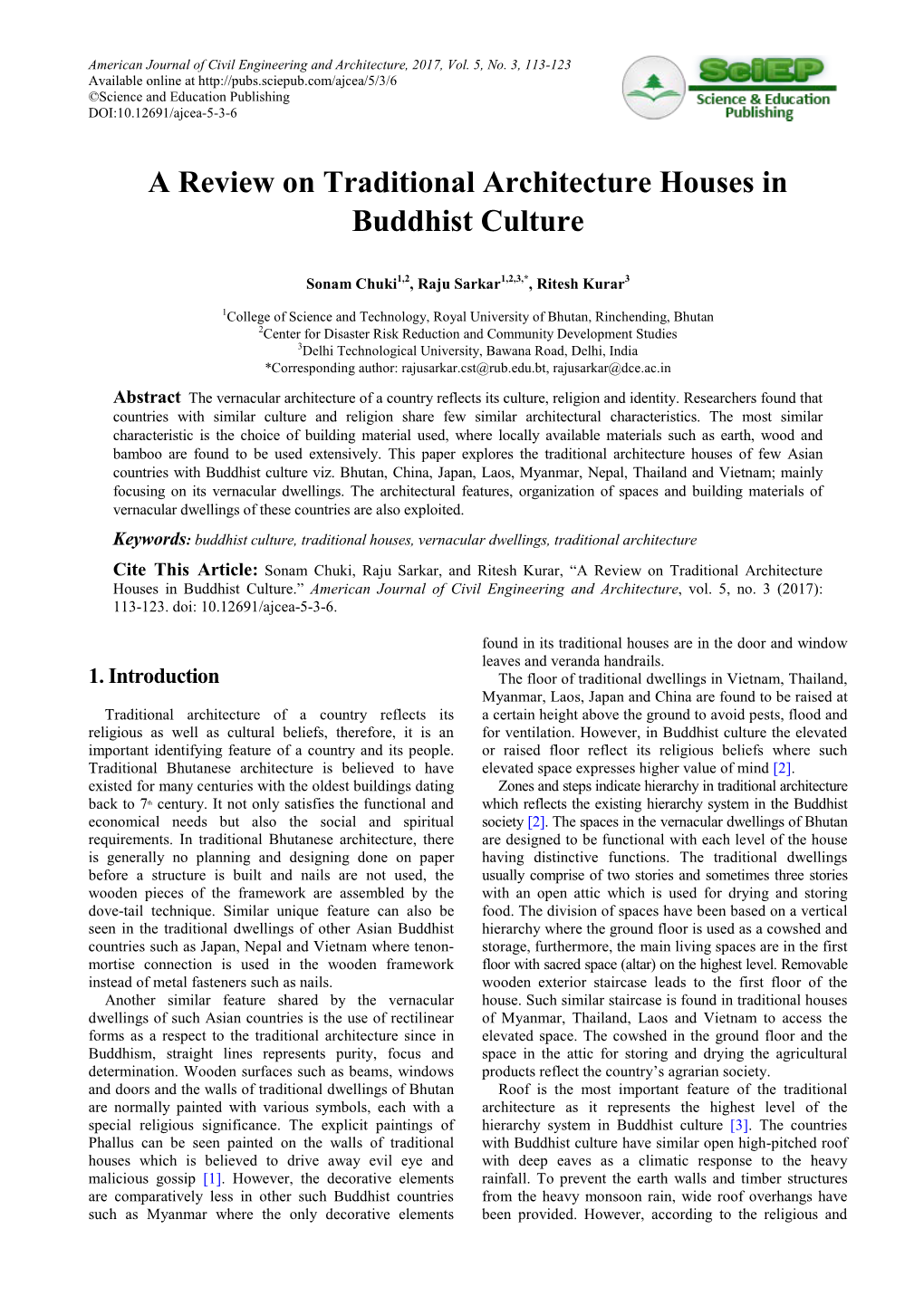 A Review on Traditional Architecture Houses in Buddhist Culture