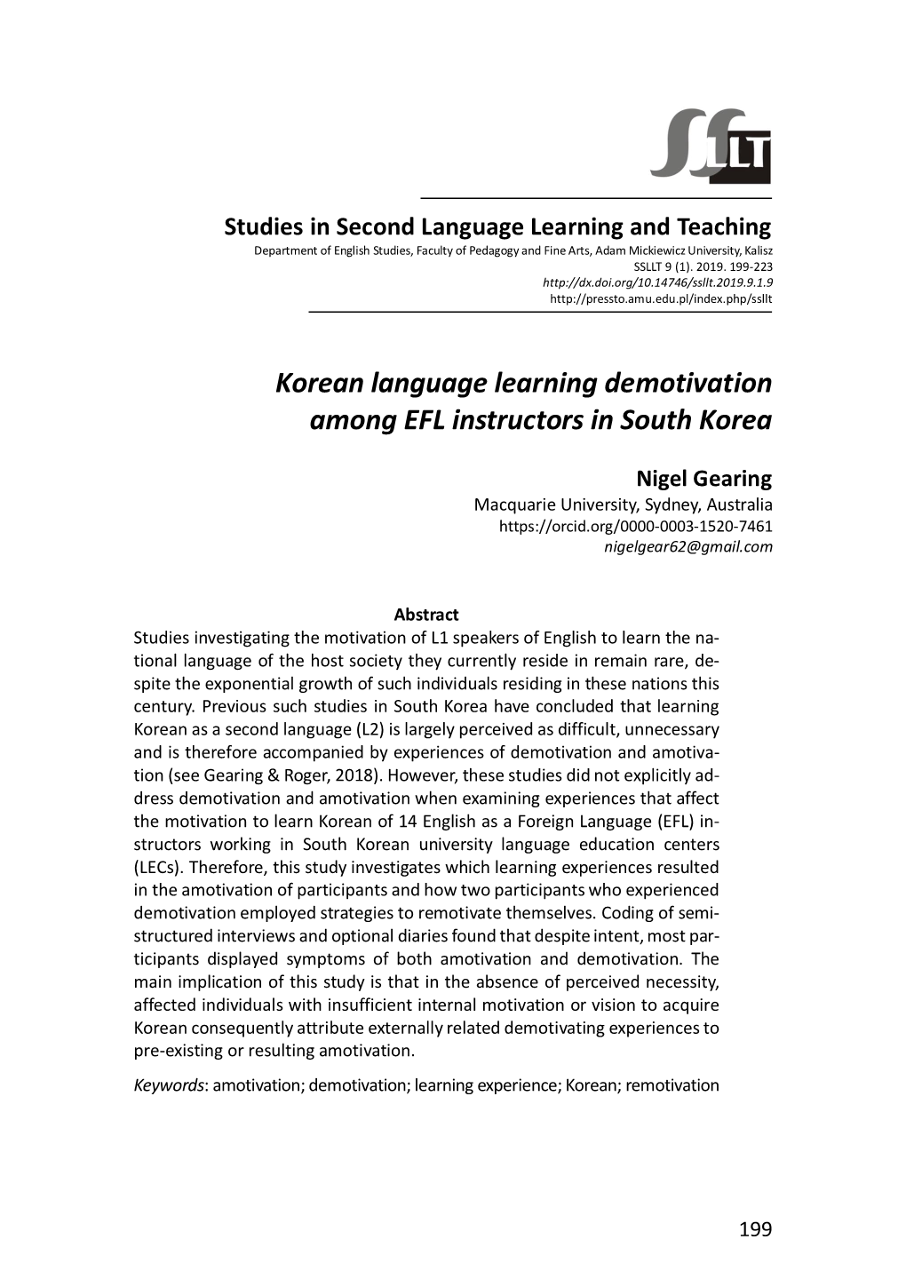 Korean Language Learning Demotivation Among EFL Instructors in South Korea