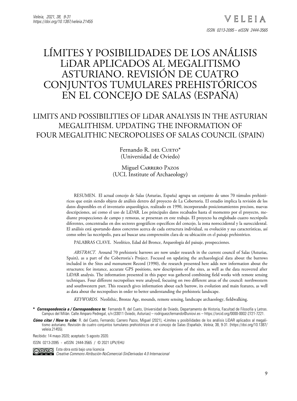 Límites Y Posibilidades De Los Análisis Lidar Aplicados Al Megalitismo Asturiano