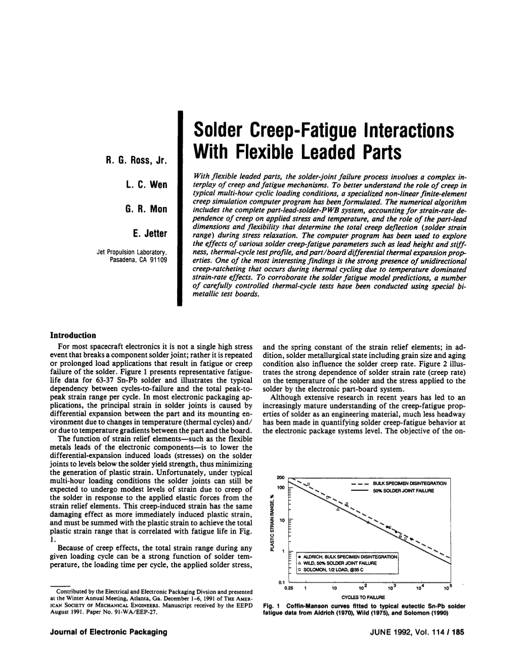 Solder Creep-Fatigue Interactions with Flexible Leaded Parts