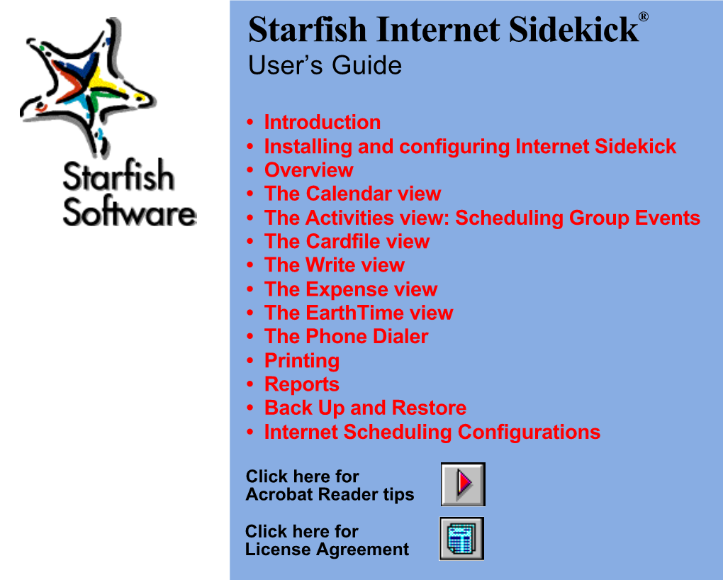 Starfish Internet Sidekick User's Guide