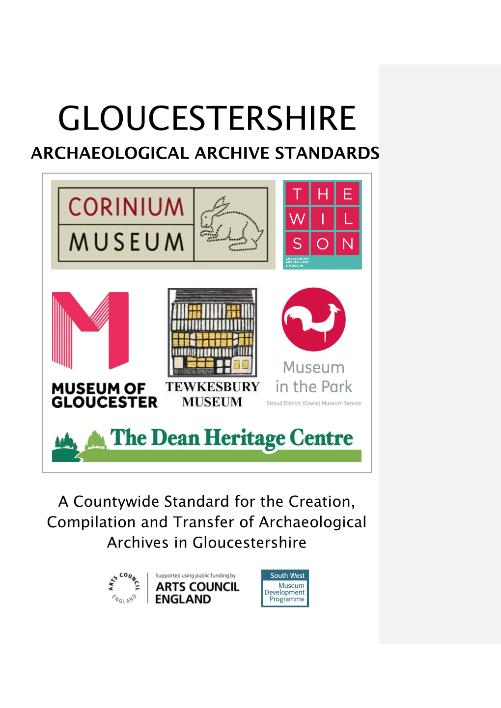 Gloucestershire Archaeological Archive Standards 2018