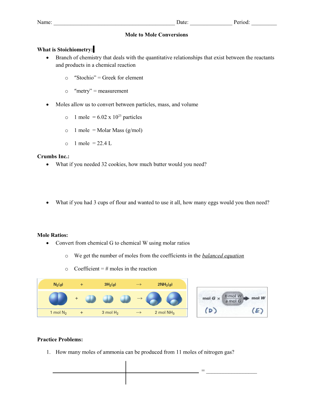 Mole to Mole Conversions