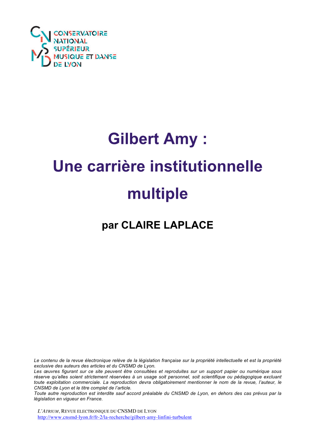 Gilbert Amy : Une Carrière Institutionnelle