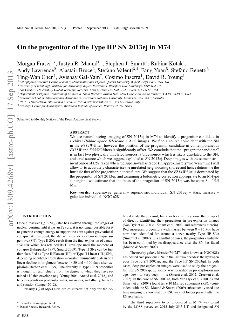 On the Progenitor of the Type IIP SN 2013Ej In