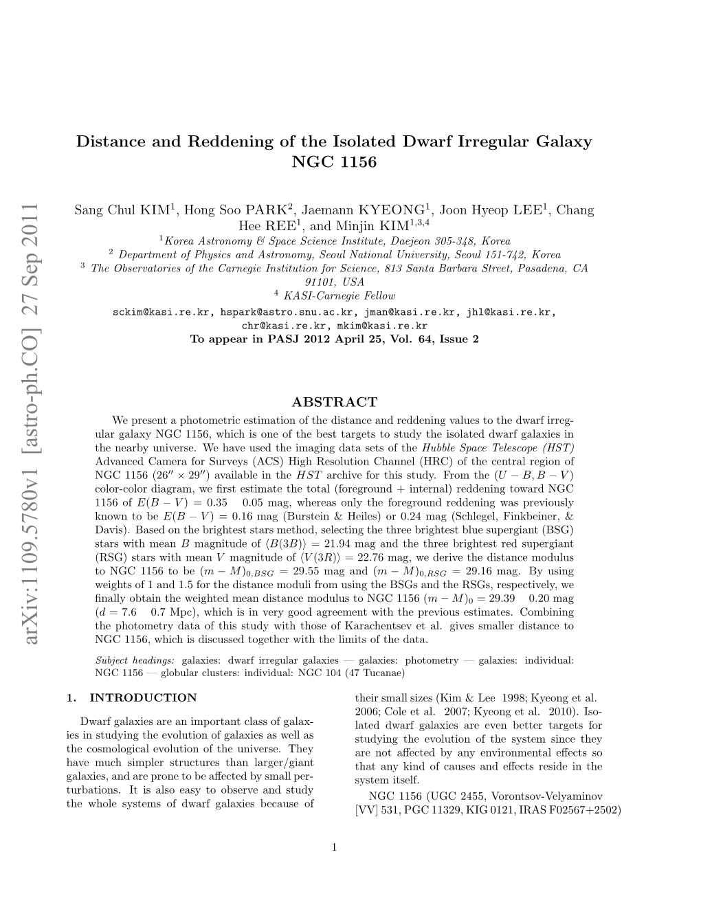 Distance and Reddening of the Isolated Dwarf Irregular Galaxy