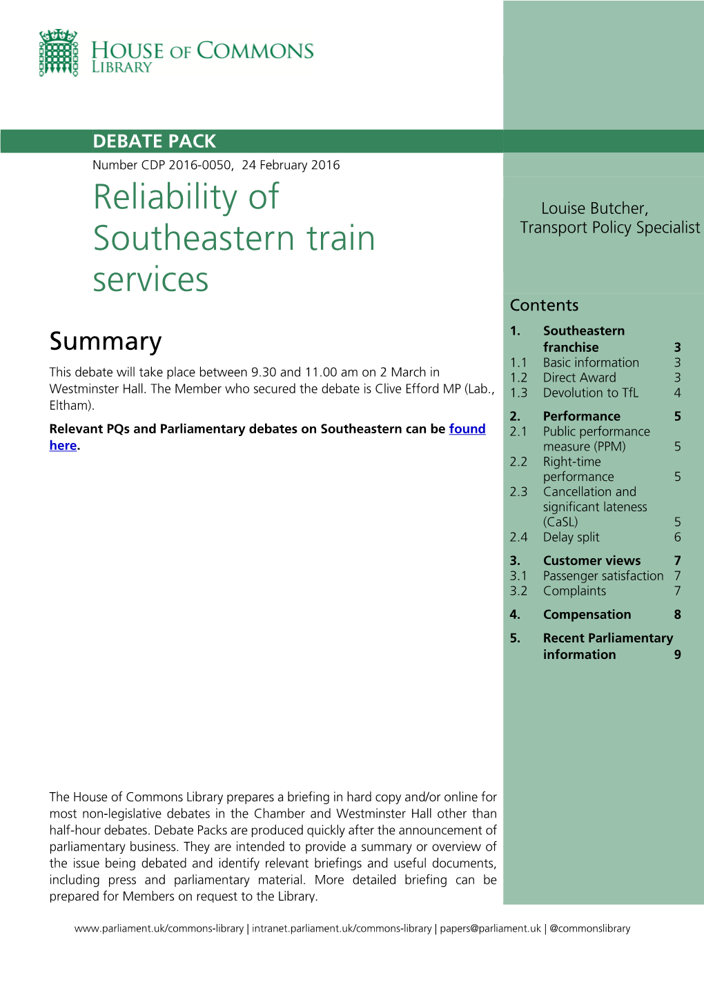 Reliability of Southeastern Train Services 3