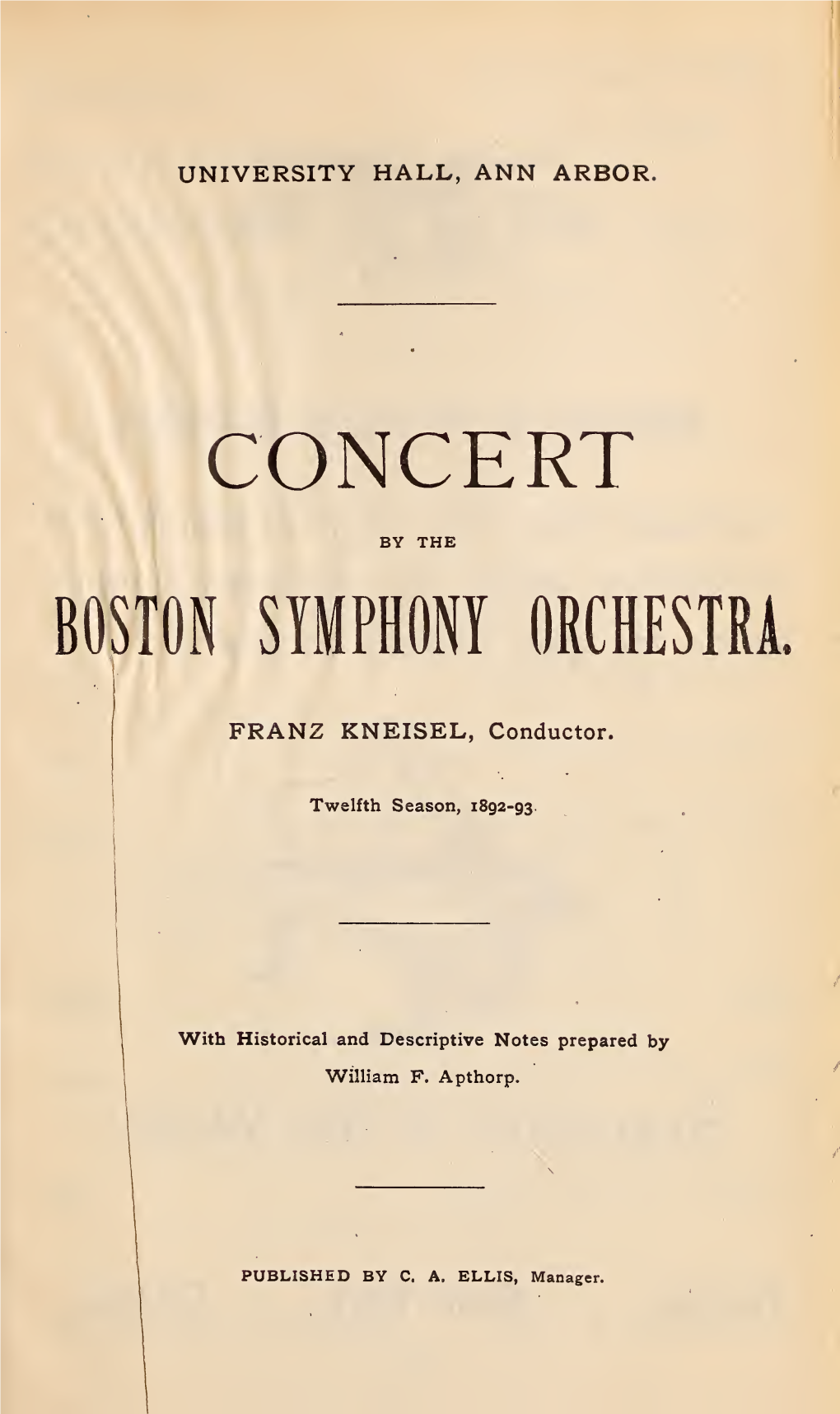 Boston Symphony Orchestra Concert Programs, Season 12, 1892