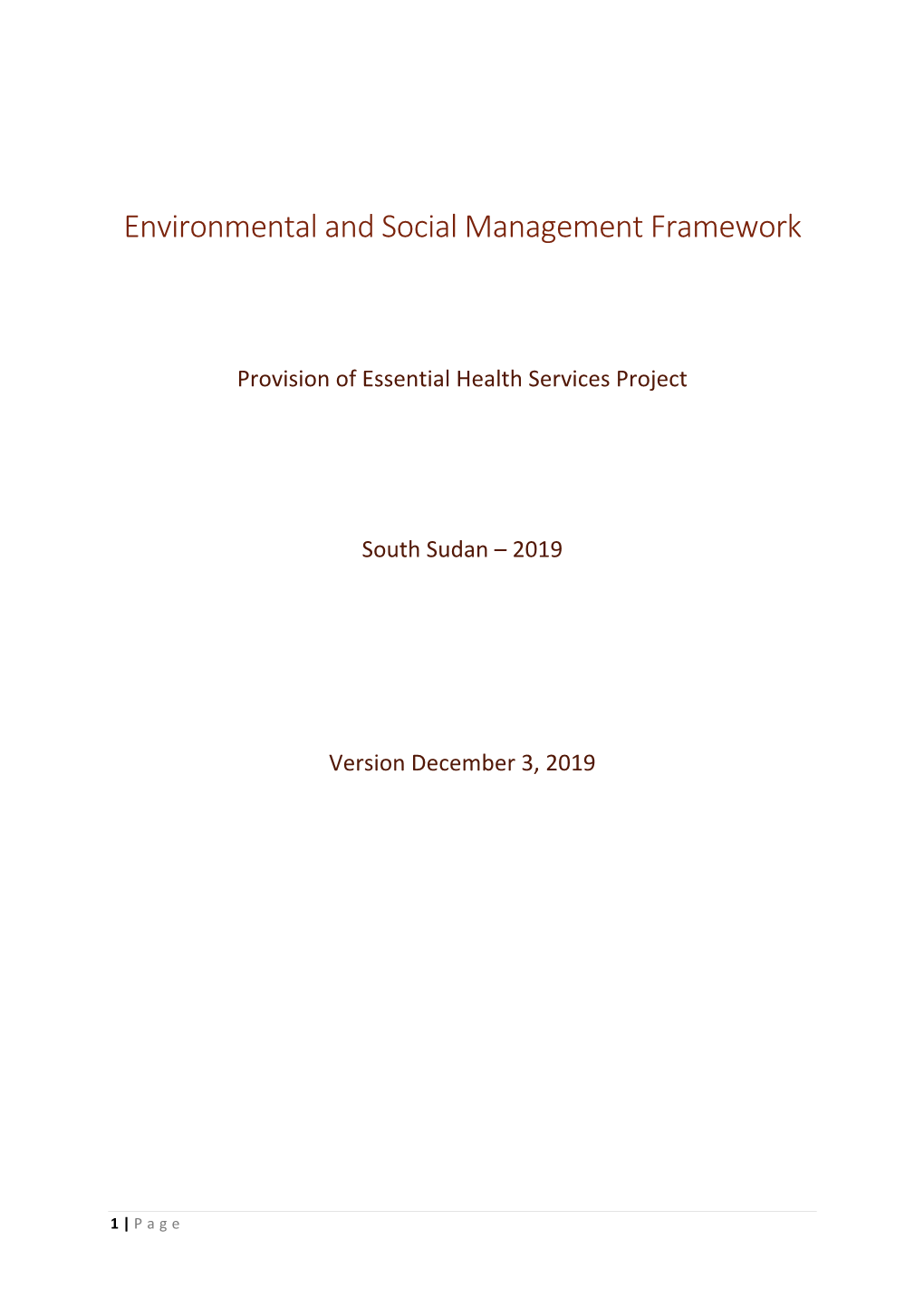 Environmental and Social Management Framework