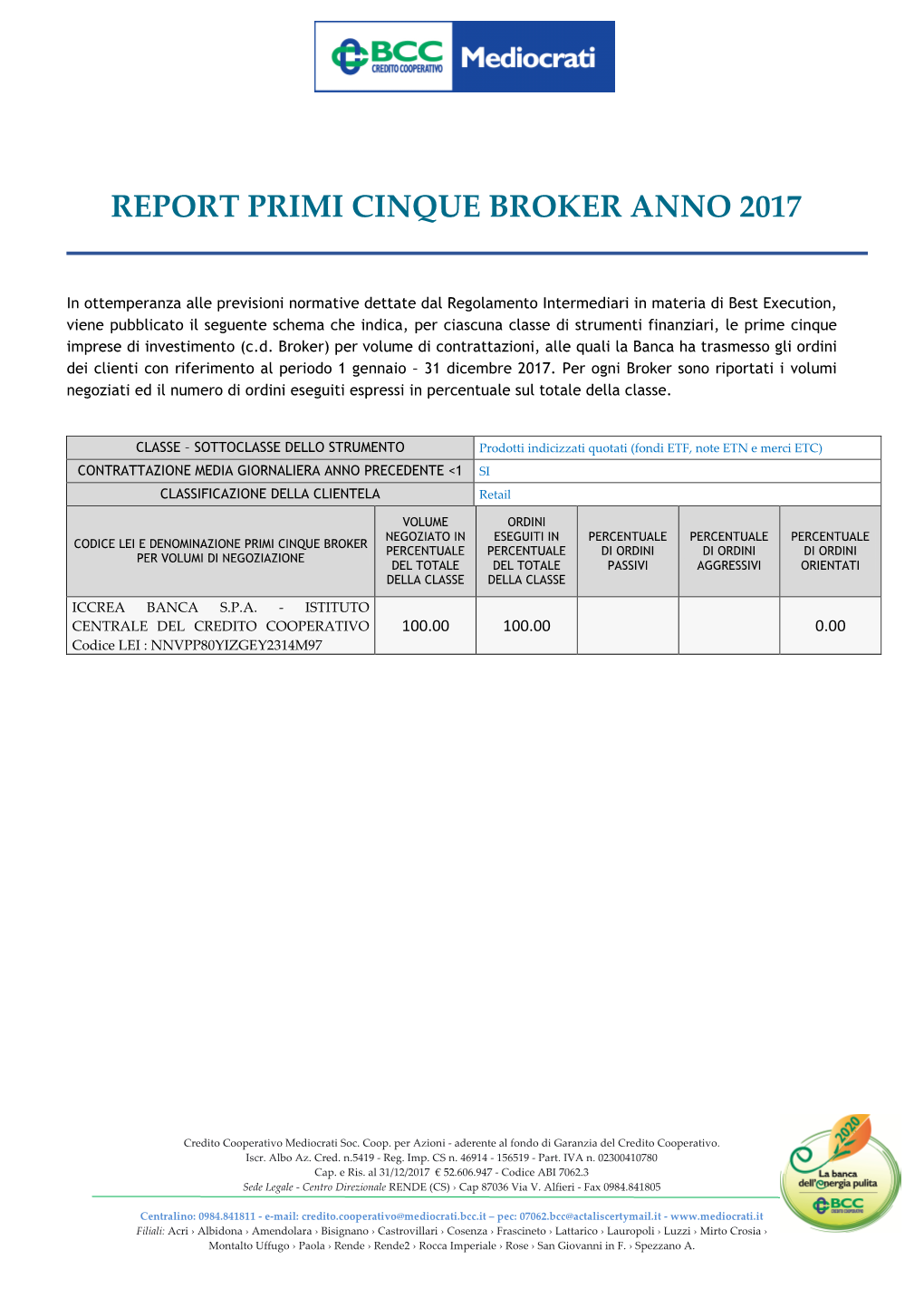 Report Primi Cinque Broker Anno 2017