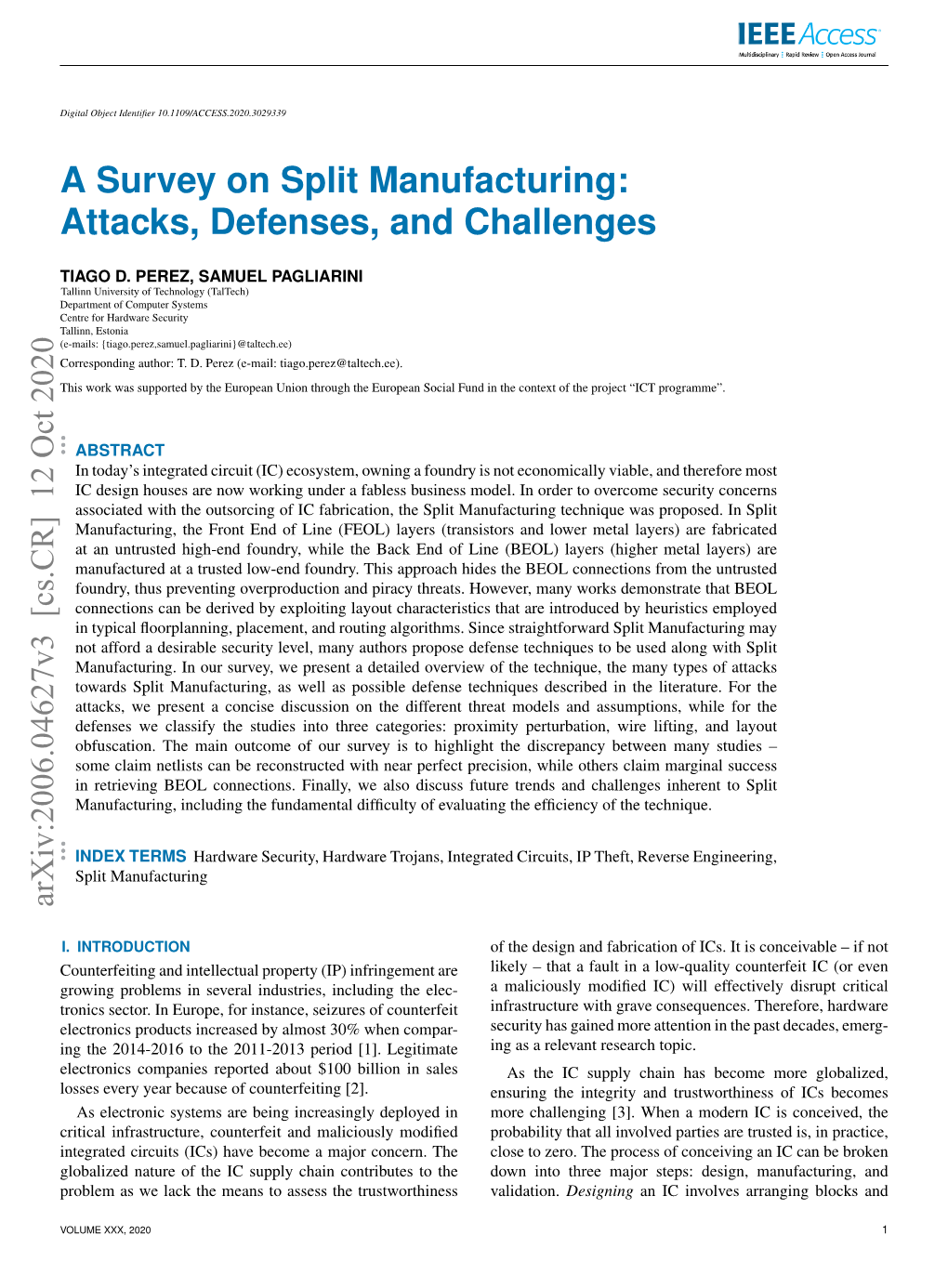 A Survey on Split Manufacturing: Attacks, Defenses, and Challenges