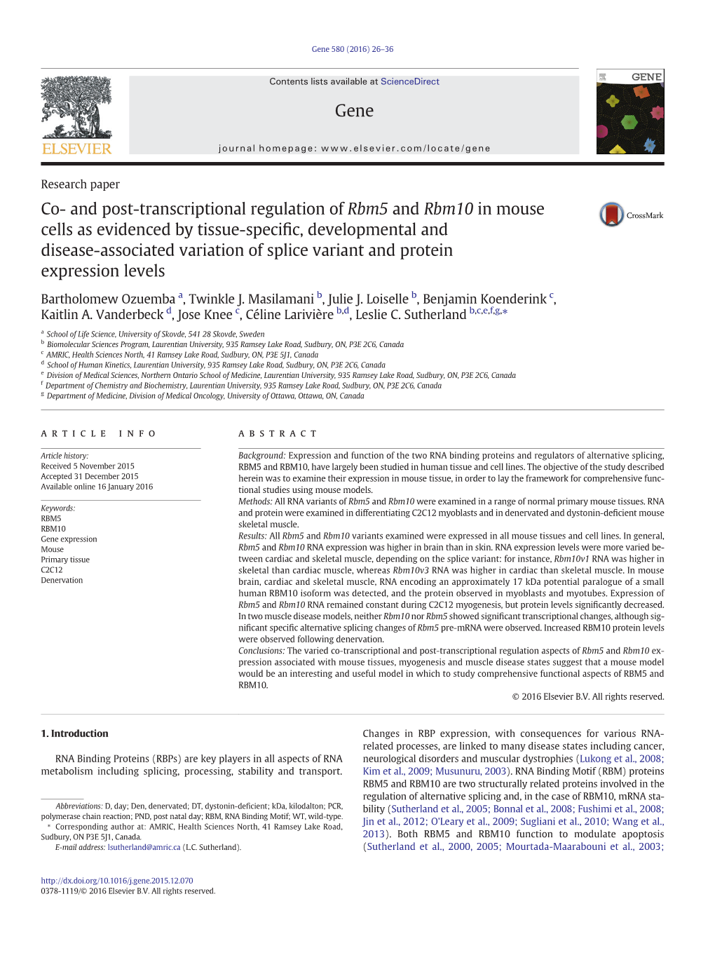 And Post-Transcriptional Regulation of Rbm5 and Rbm10 in Mouse Cells As Evidenced by Tissue-Specific, Developmental and Dise