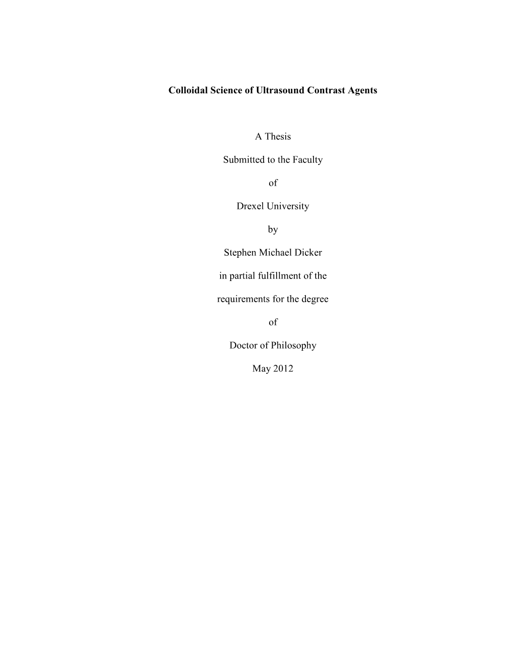 Colloidal Science of Ultrasound Contrast Agents