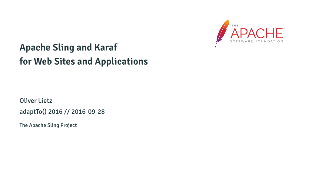 Apache Sling and Karaf for Web Sites and Applications