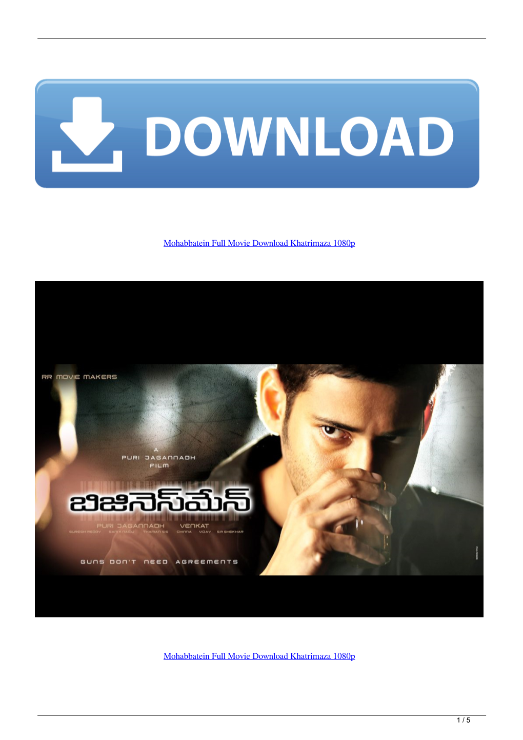 Mohabbatein Full Movie Download Khatrimaza 1080P