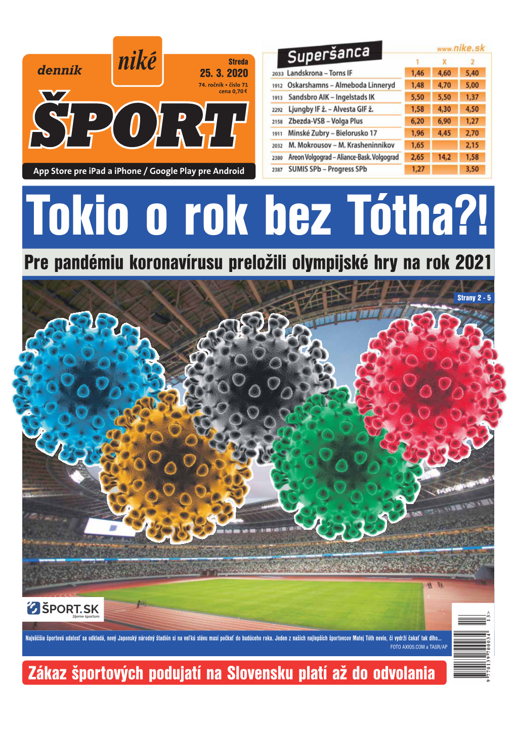 Pre Pandémiu Koronavírusu Preložili Olympijské Hry Na Rok 2021