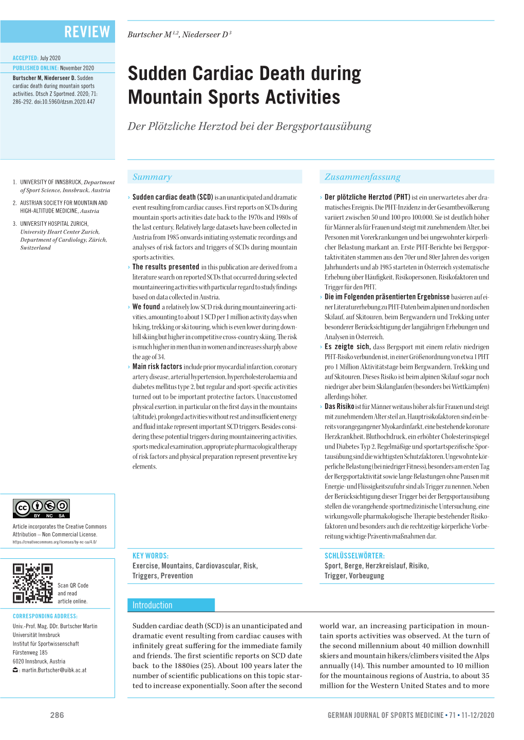 Sudden Cardiac Death During Mountain Sports Activities