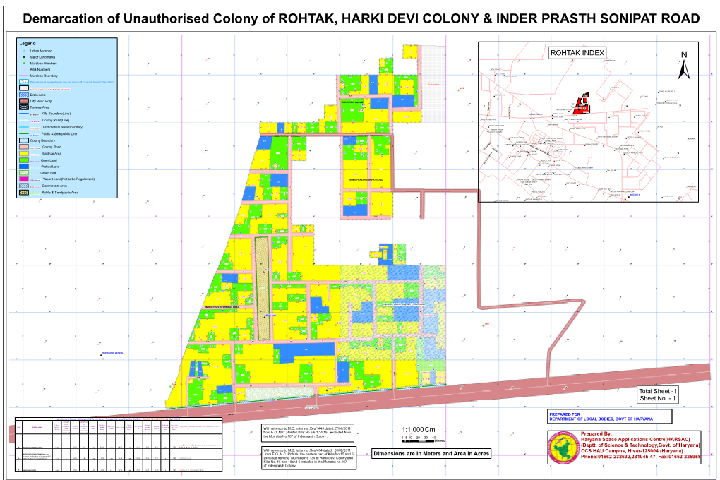 Demarcation of Unauthorised Colony of ROHTAK, HARKI DEVI COLONY & INDER PRASTH SONIPAT ROAD