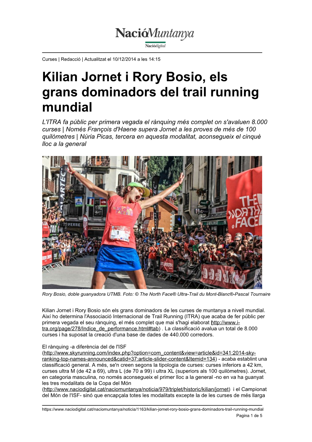 Kilian Jornet I Rory Bosio, Els Grans Dominadors Del Trail Running Mundial