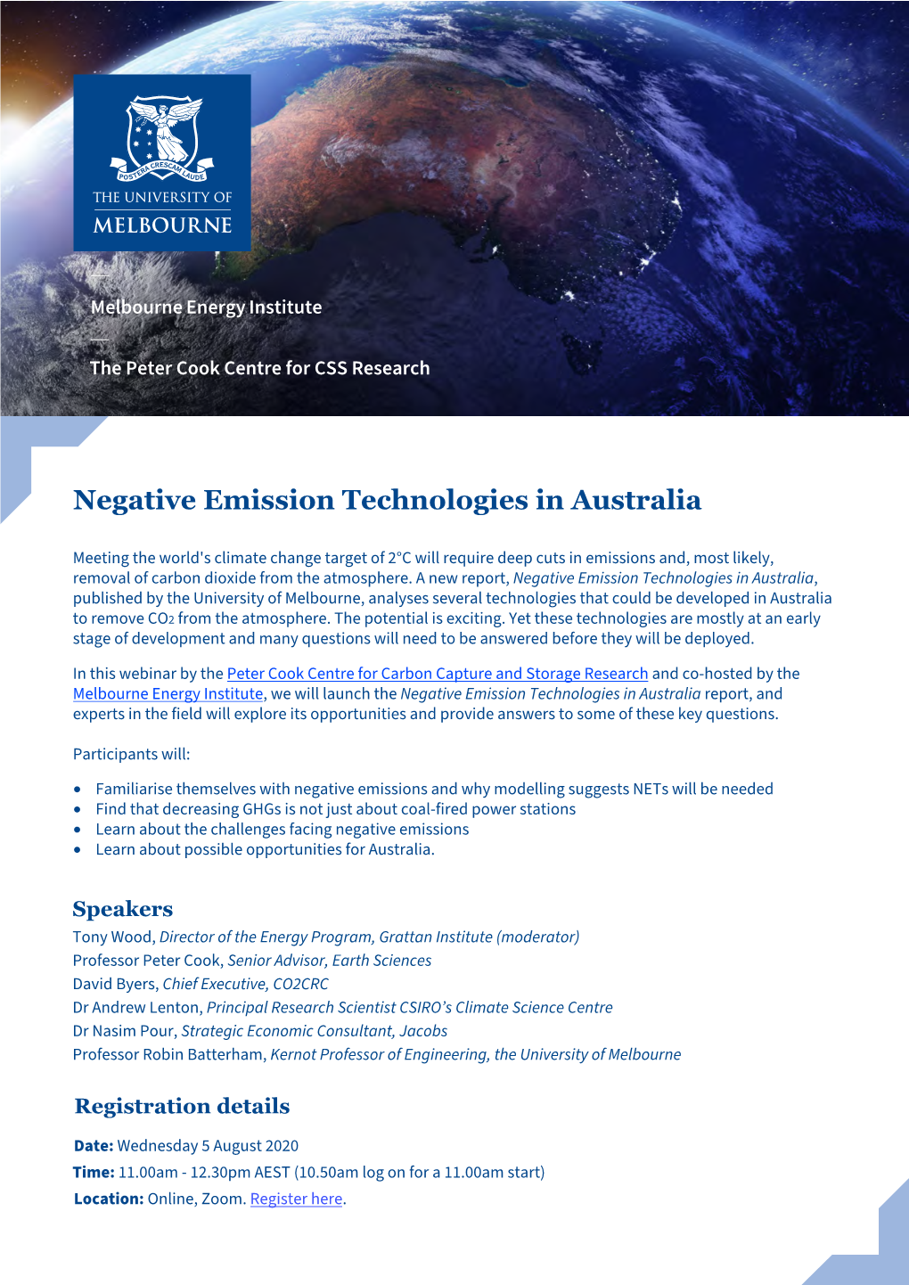 Negative Emission Technologies in Australia