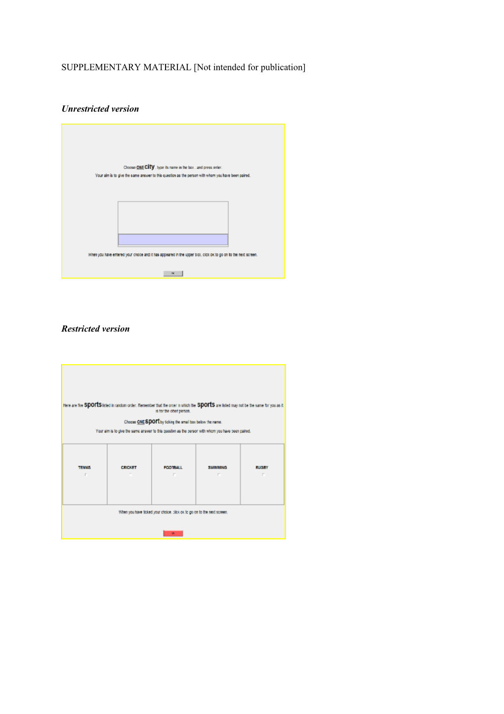 SUPPLEMENTARY MATERIAL Not Intended for Publication