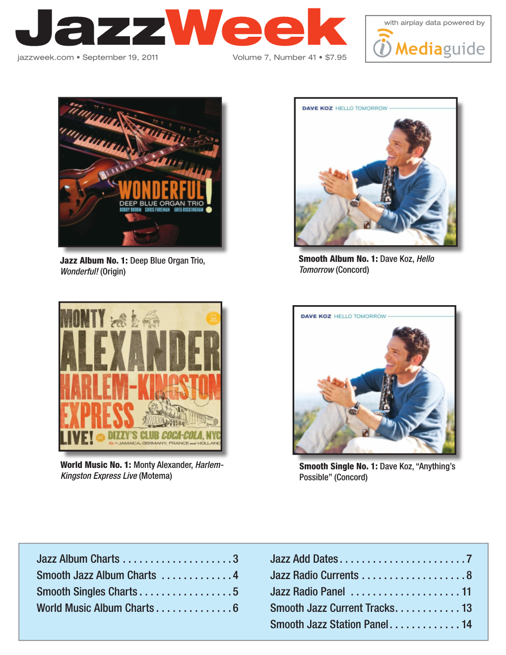 Jazzweek with Airplay Data Powered by Jazzweek.Com • September 19, 2011 Volume 7, Number 41 • $7.95