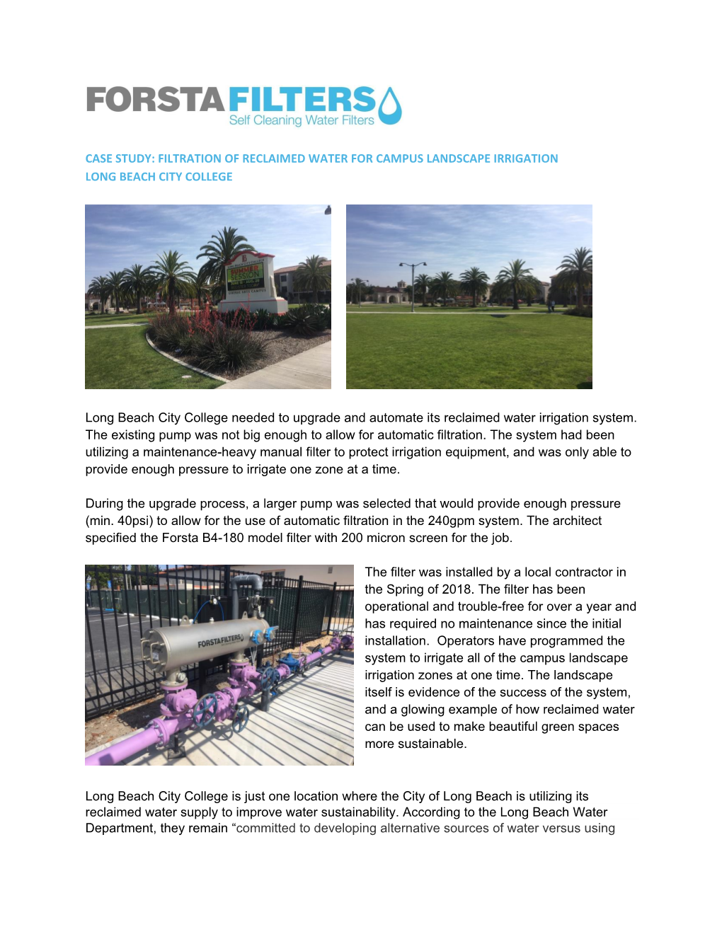 Case Study – Reclaimed Water Filtration for Irrigation – Landscape