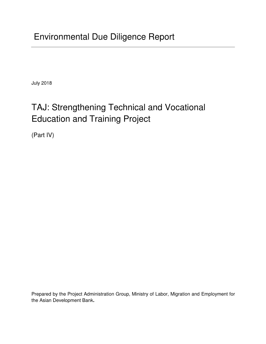 46535-001: Strengthening Technical and Vocational Education And