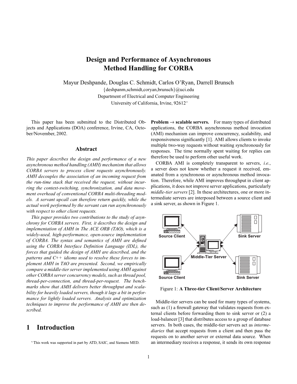 Design and Performance of Asynchronous Method Handling for CORBA