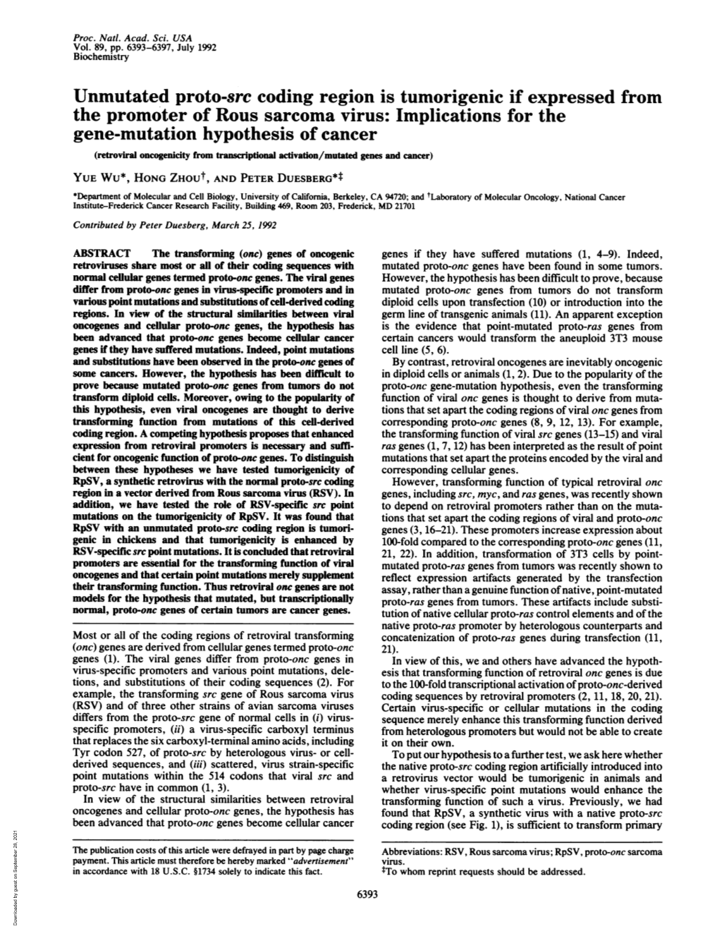 Gene-Mutation Hypothesis of Cancer